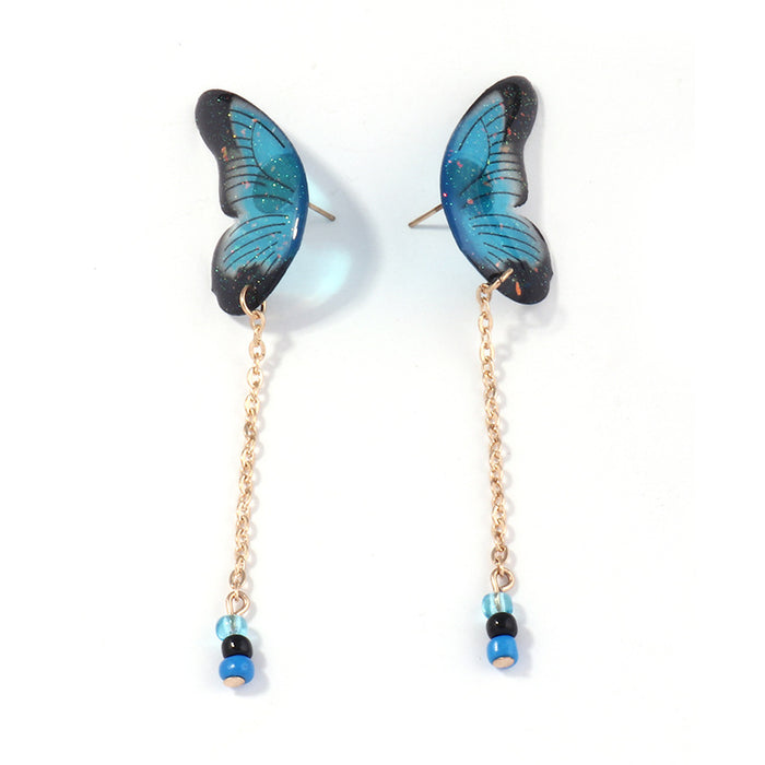Wholesale Earrings Resin Butterfly Wings Tassel Rice Beads JDC-ES-yseng006