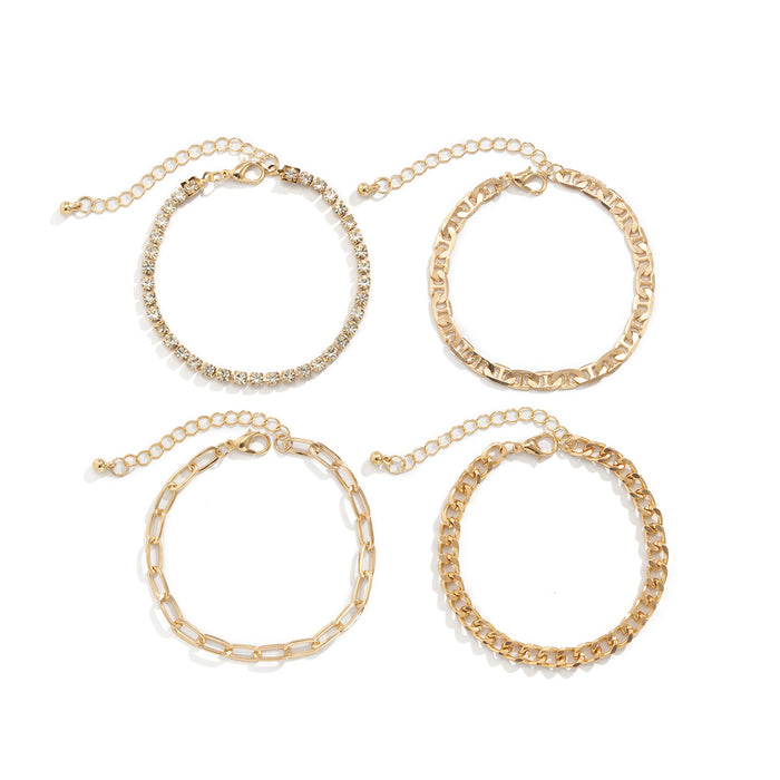 Wholesale Copper Chain Rhinestone Claw Chain Drill Tennis Chain Bracelet Set JDC-BT-XueR007