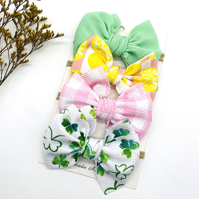 Wholesale solid color printed bow kids hair band set of four JDC-HD-KAXi002