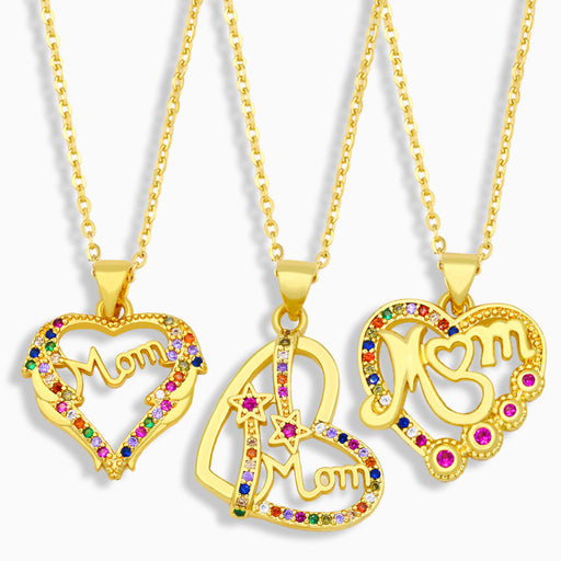 Jewelry WholesaleWholesale peach heart mother's day necklace JDC-NE-AOS011 Necklaces 翱昇 %variant_option1% %variant_option2% %variant_option3%  Factory Price JoyasDeChina Joyas De China