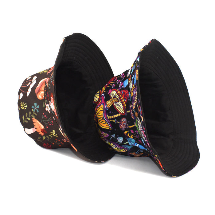 Wholesale hat fabric colorful mushroom pattern fisherman hat casual sunshade MOQ≥2 JDC-FH-ShunMa005