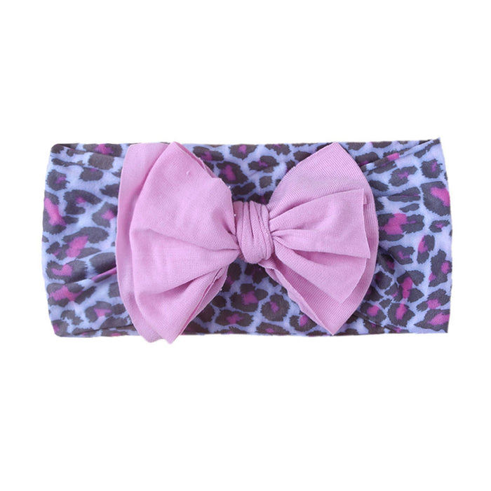 Wholesale leopard print solid color bow nylon bandana baby sweatband JDC-HD-ML030