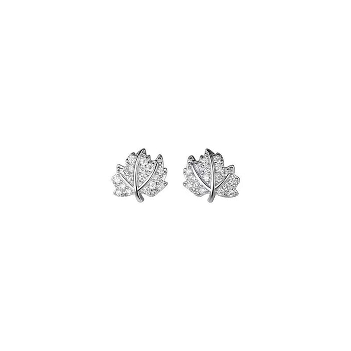 Wholesale Earrings Copper Zirconia Micro Paved Maple Leaf JDC-ES-XGS004