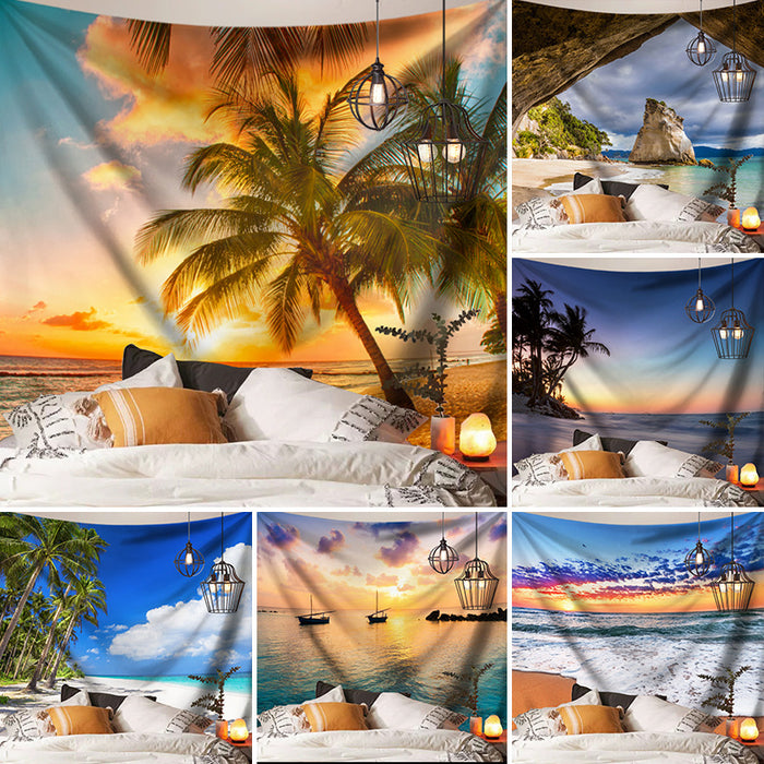 Wholesale Decorative Brushed Cloth Boho Beach Landscape Wall Hanging Cloth MOQ≥2 JDC-DCN-Jianjie004
