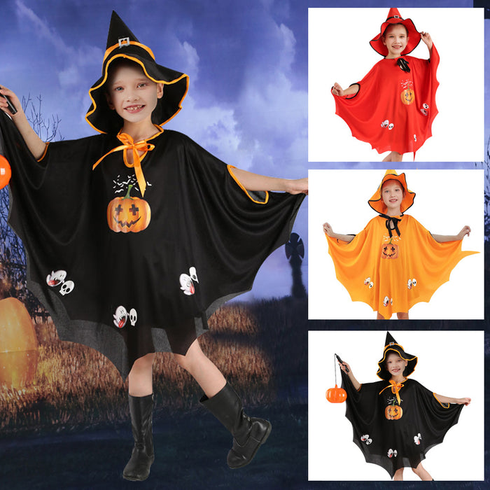 Ropa al por mayor spandex Halloween Kids Cape Cloak Witch Hat JDC-CTS-Jiamei003