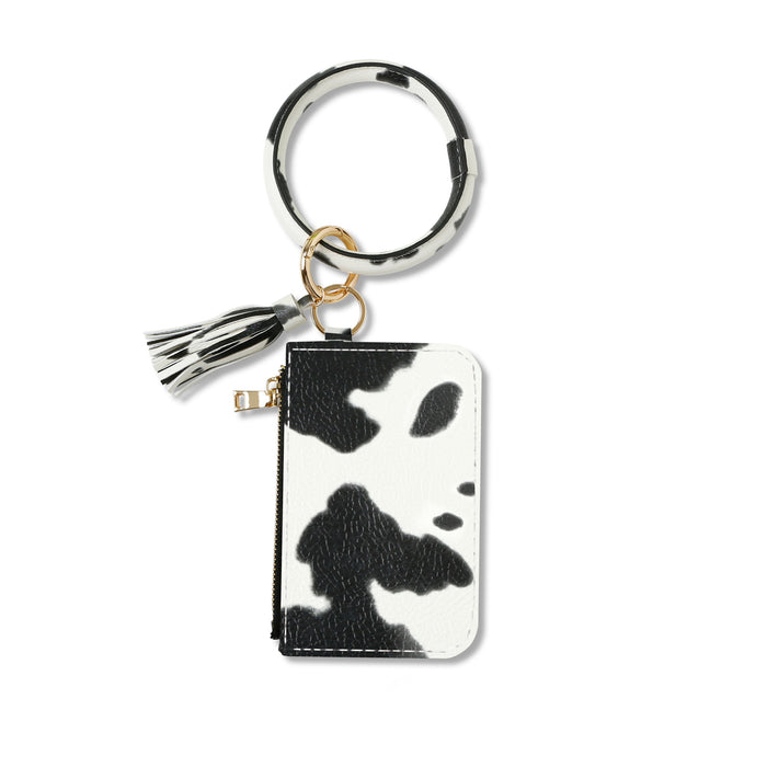Wholesale Keychains PU Alloy Zebra Cow Pattern Wrist Card Holder JDC-KC-JM055