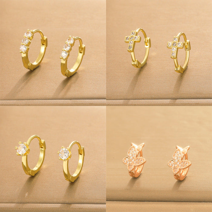 Wholesale Vintage Diamond Cross Zircon Earrings JDC-ES-D014