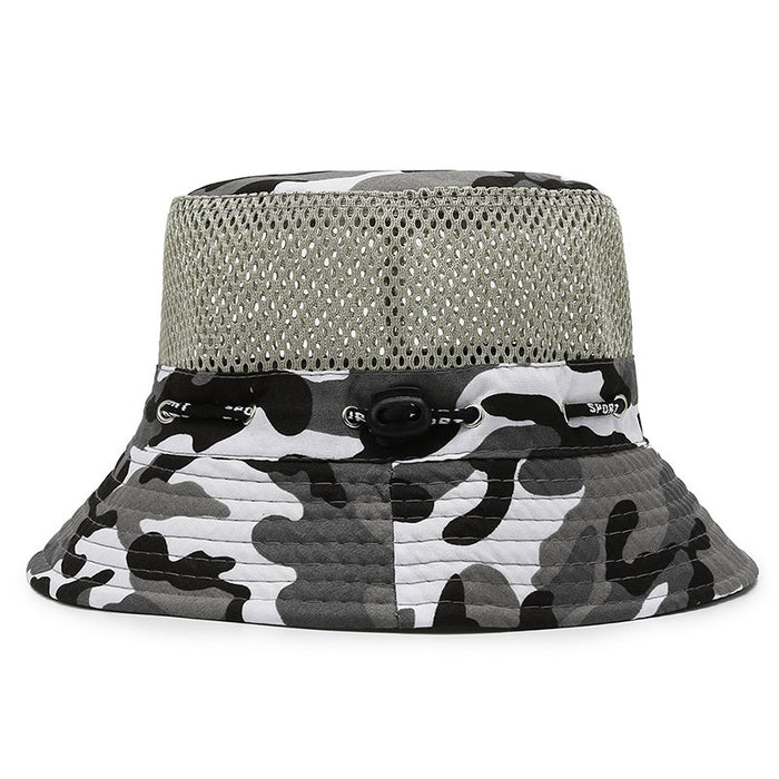 Wholesale camouflage fisherman hat Summer outdoor sunscreen hats breathable net eye JDC-FH-DingB003