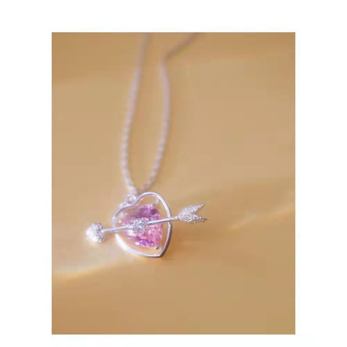 Wholesale Necklaces Copper Pink Heart Gem Cupid's Sword JDC-NE-JiaDX002