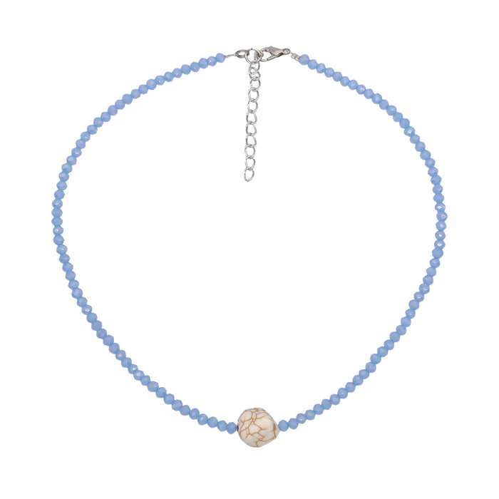 Wholesale Necklace Glass Blue Tie Stacked Clavicle Chain JDC-NE-YouF002