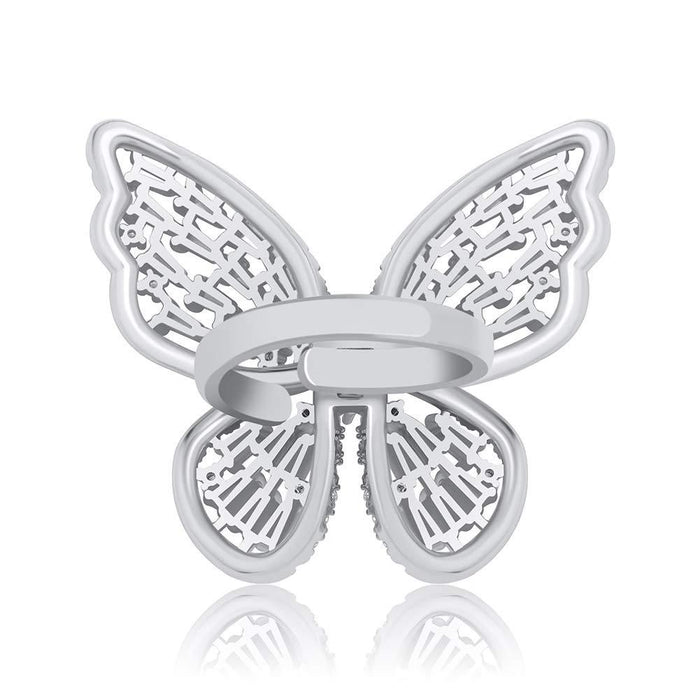 Wholesale Openwork Zircon Butterfly Open Ring JDC-RS-ChenR054