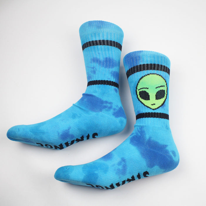 Wholesale Sock Cotton Alien Avatar Blue Tie Dye MOQ≥2 JDC-SK-MuQing002