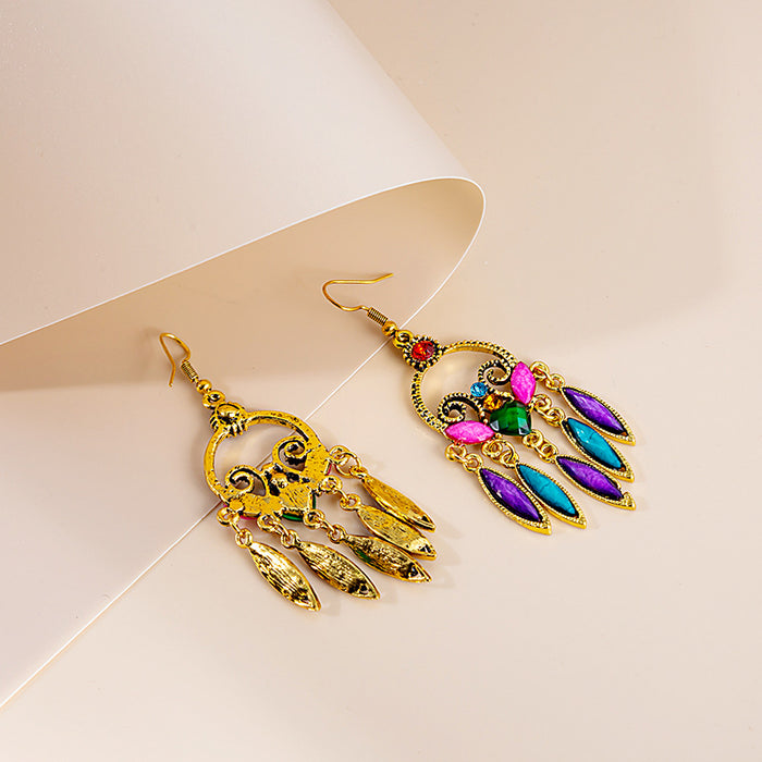Wholesale Colorful Boho Tassel Super Fairy Crystal Earrings JDC-ES-Mdd031