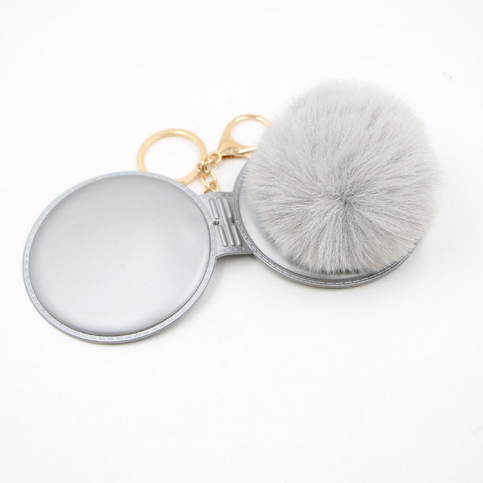 Wholesale Small Mirror Hair Ball Bag Alloy Keychain JDC-KC-Zuge079
