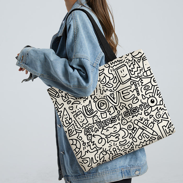 Wholesale Handbag Canvas Simple Graffiti Large Capacity JDC-HB-Wein001