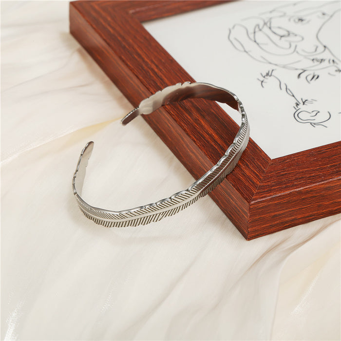 Wholesale Titanium Steel Jewelry Twist Braided Wire Open Bracelet JDC-BT-Zhuji006