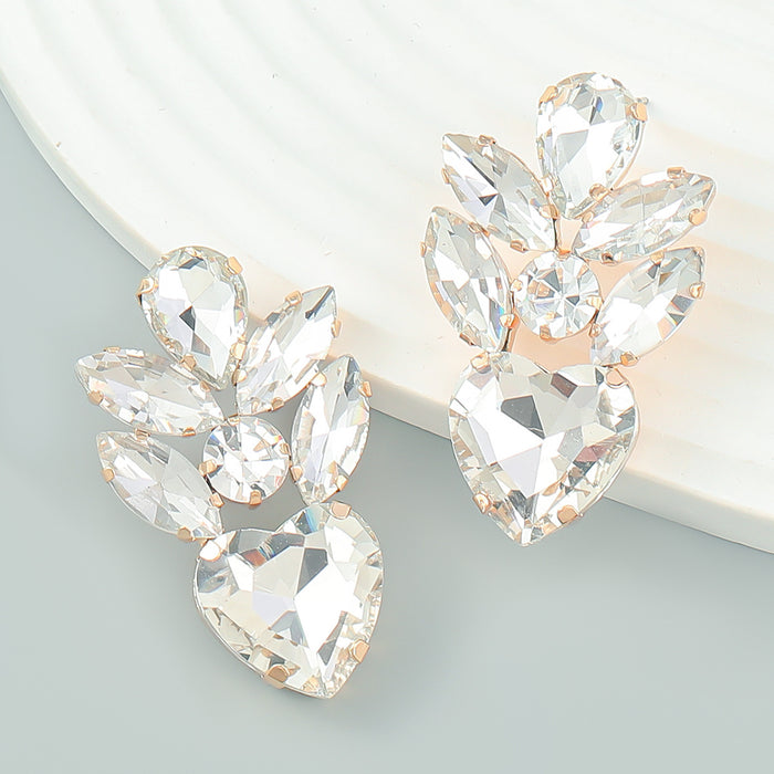 Wholesale Colored Diamond Multilayer Alloy Glass Diamond Earrings JDC-ES-JL1016