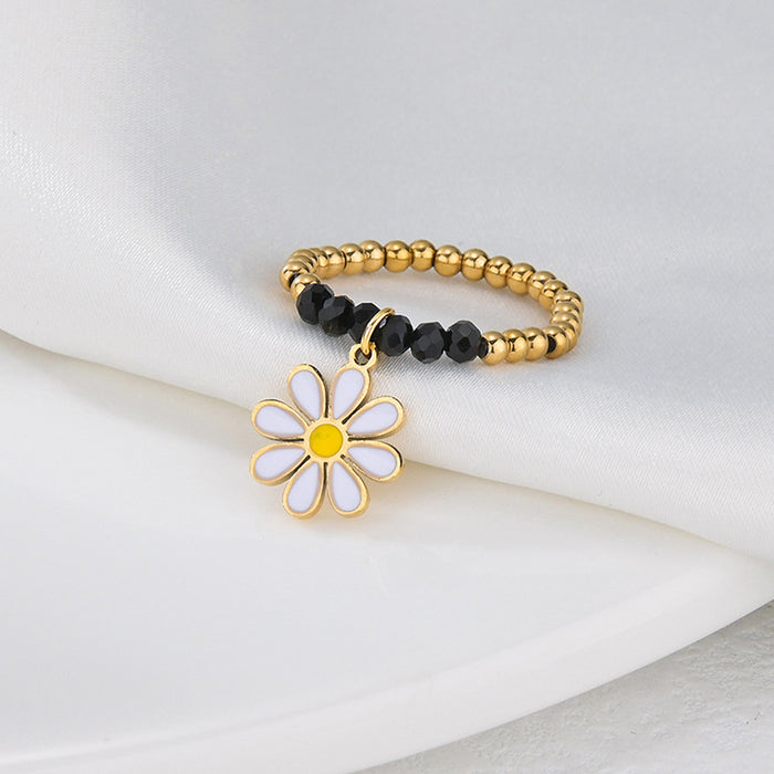 Jewelry WholesaleWholesale small daisy peach heart stretch stainless steel ring JDC-RS-Oulb001 Rings 欧罗巴 %variant_option1% %variant_option2% %variant_option3%  Factory Price JoyasDeChina Joyas De China