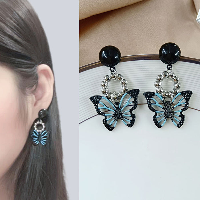 Jewelry WholesaleWholesale Black Butterfly Alloy Earrings JDC-ES-HZQ011 Earrings 青之荷 %variant_option1% %variant_option2% %variant_option3%  Factory Price JoyasDeChina Joyas De China