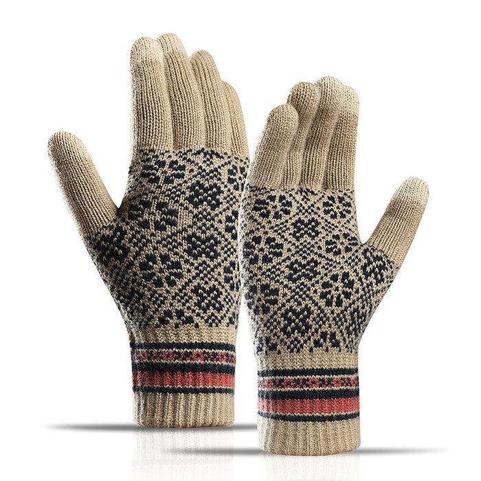 Wholesale Gloves Acrylic Thickened Jacquard Knit Warm Touch Screen JDC-GS-HaiL010