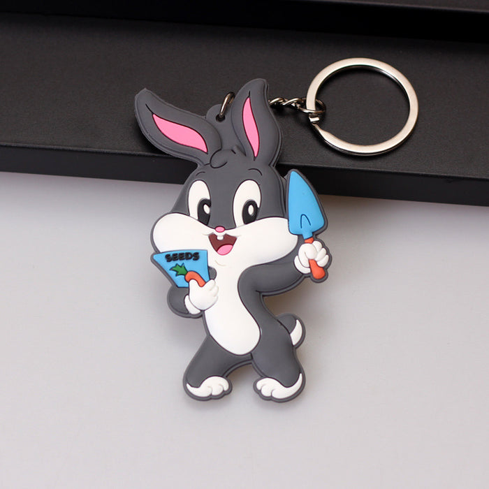 Wholesale keychain pvc bunny double sided MOQ≥3 JDC-KC-HMB003