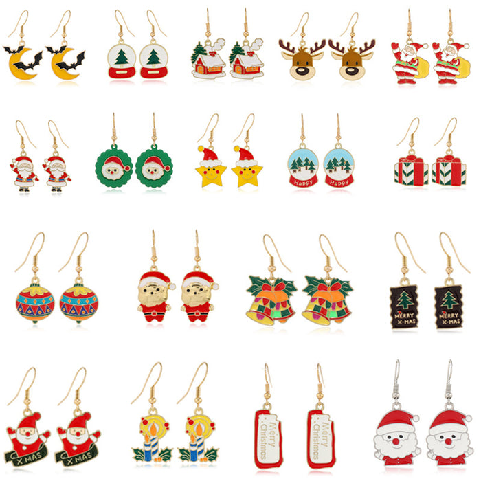 Wholesale Earrings Cartoon Christmas Elk Bells Drip Oil MOQ≥2 JDC-ES-ZL028