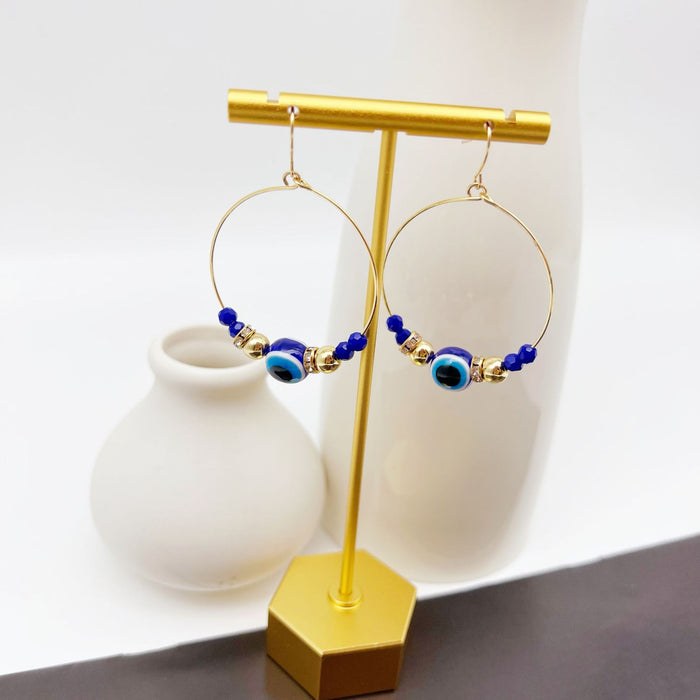 Wholesale earrings metal blue eye beaded earrings MOQ≥2 JDC-ES-qingh001