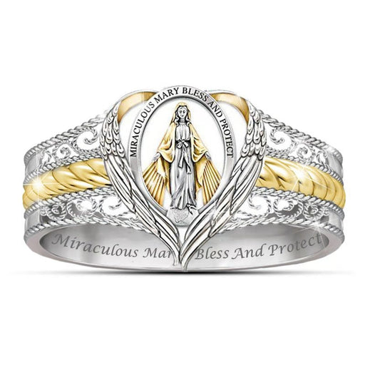 Jewelry WholesaleWholesale Virgin Mary Heart Shaped Alloy Rings MOQ≥2 JDC-RS-ZiB006 Rings 资比 %variant_option1% %variant_option2% %variant_option3%  Factory Price JoyasDeChina Joyas De China