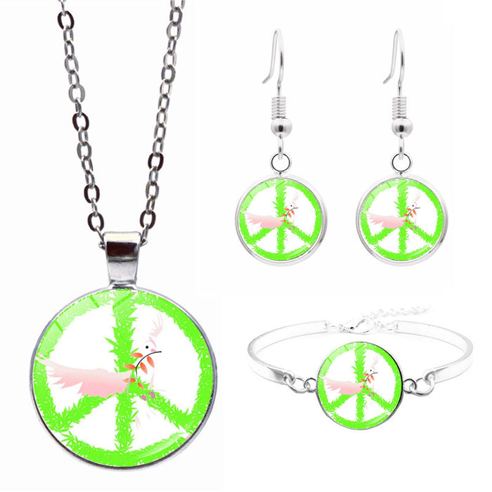 Wholesale Peace Sign Time Gemstone Necklace Set JDC-NE-Jiayun004