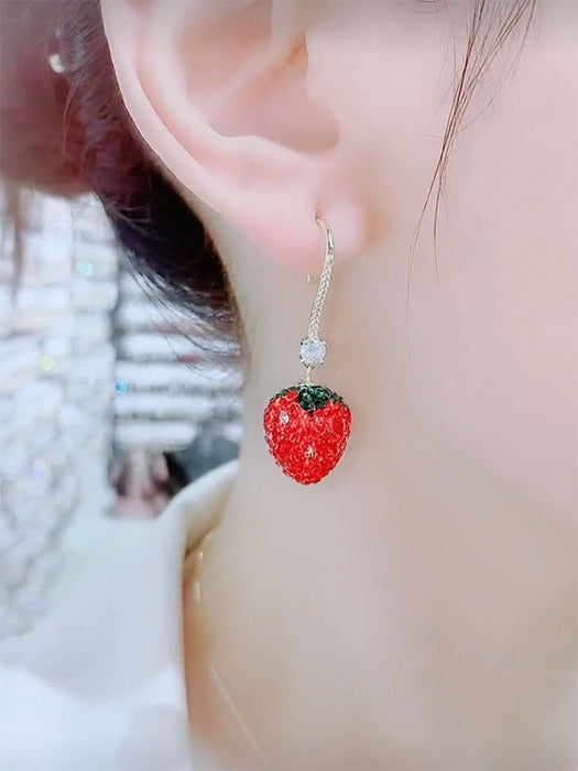 Boucles d'oreilles en gros de la fraise avec diamants petits JDC-ES-Kait009 frais