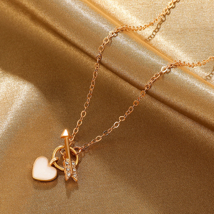Wholesale Necklace Cupid Arrow Through Heart Clavicle Chain Love Fritillary Pendant JDC-NE-A115