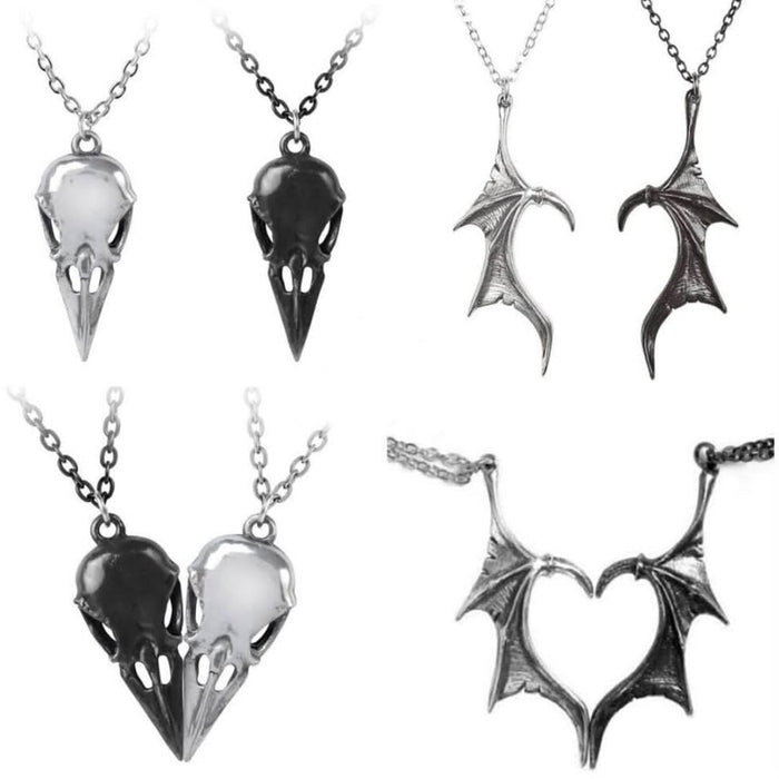 Wholesale Necklaces Alloy Demon Bat Wings Splicing Heart Gothic JDC-NE-KAN014