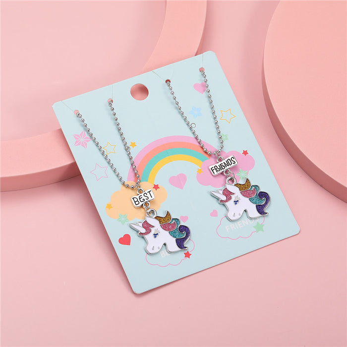 Wholesale Necklaces Alloy Enamel Unicorn Kids Set JDC-NE-ZhuoM006