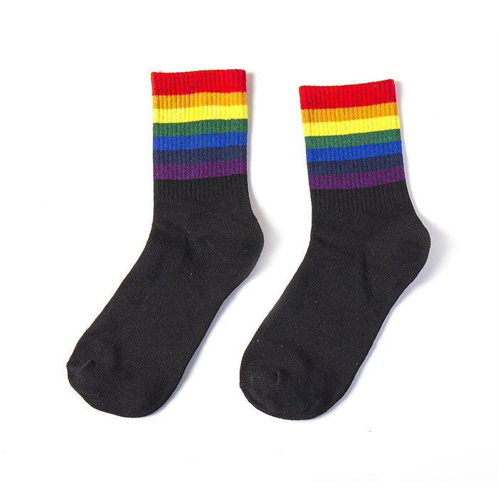 Calcetines de rayas de moda al por mayor calcetines de tubo deportivo LGBT pareja JDC-SK-ZUOF001