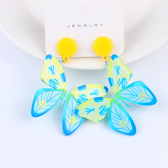 Wholesale Big Butterfly Simple Fashion Embossed Print Earrings MOQ≥2 JDC-ES-DUAI007