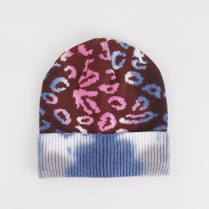 Hat de sombrero al por mayor Yarn leopardo estampado Tie Dye Knit Hat JDC-FH-XRONG003
