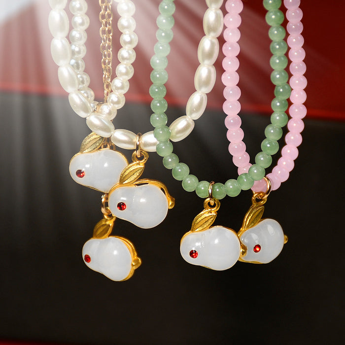 Wholesale Necklace Alloy Jade Rabbit Beaded Pearl Clavicle Chain JDC-NE-YouF016