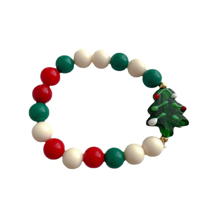 Wholesale Bracelet Mixed Material Colorful Pearl Glass Christmas Tree Splicing JDC-BT-ZF001