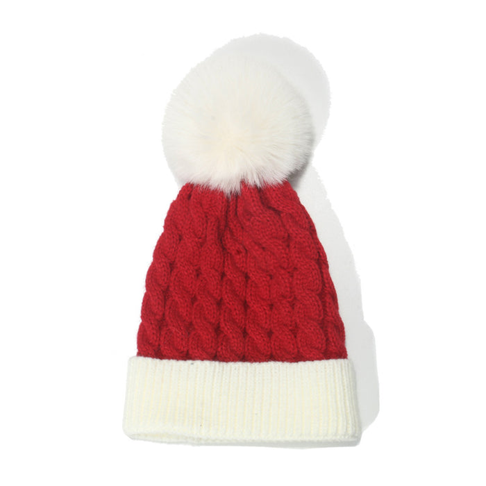 Wholesale Hat Wool Christmas Children's Red And Green Stitching cold Hat MOQ≥2 JDC-FH-Yuanb021