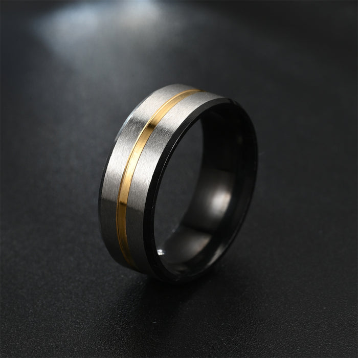 Wholesale Ring Stainless Steel Black Slotted Colorful Men's Domineering Ring MOQ≥2 JCD-RS-TS001
