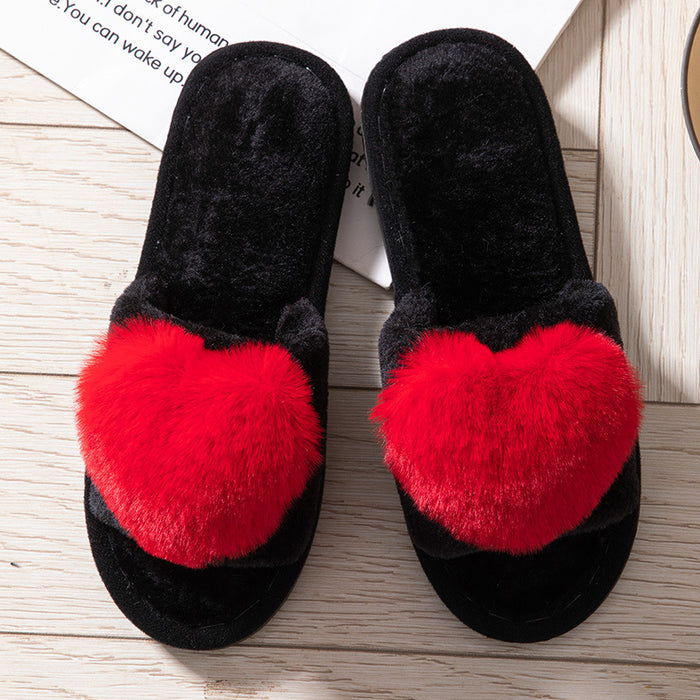Wholesale love open furry open toe four seasons open cotton slippers JDC-SP-BaoX001