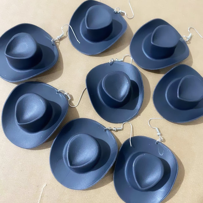 Pendientes al por mayor forma de sombrero de vaquero de plástico JDC-es-Chteneng008