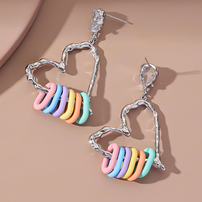 Wholesale Earrings S925 Silver Silver Peach Heart Zirconia Color Buckle JDC-ES-GuTe016
