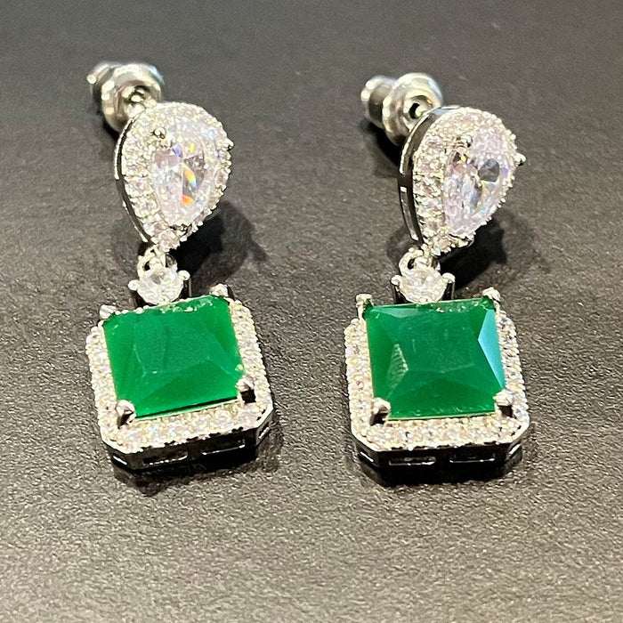 Wholesale Earrings Copper Zircon Green MOQ≥2 JDC-PREMCAOS-ES-016