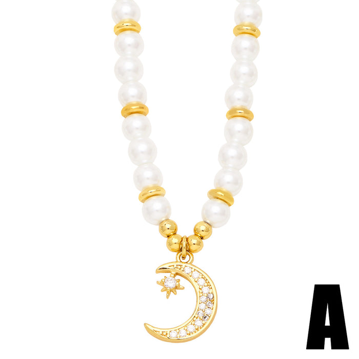 Wholesale Necklaces Pearl Star Moon Pendant JDC-NE-PREMAS014