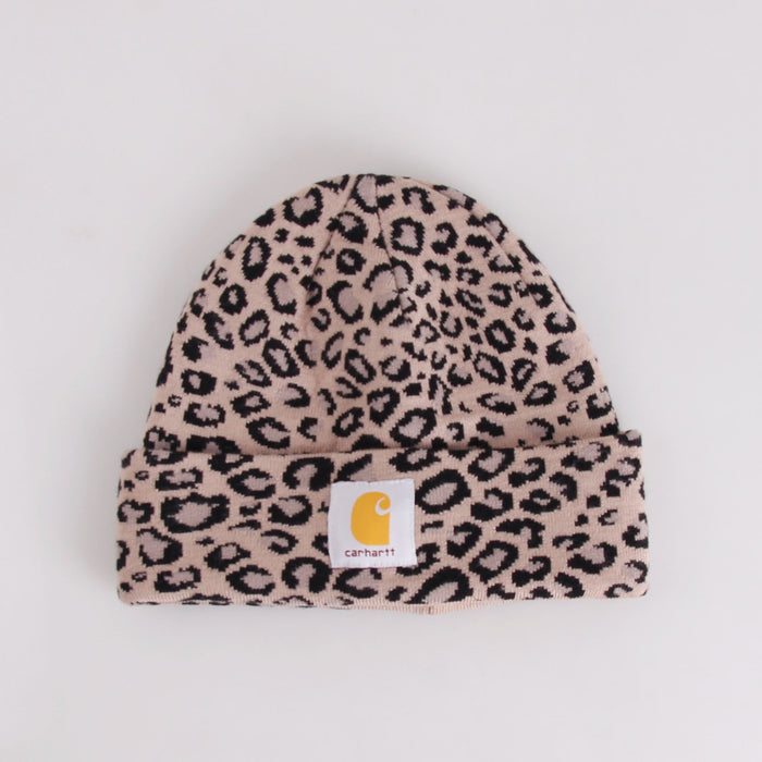 Wholesale Hat Acrylic Warm Leopard Jacquard Fabric Label Knit Cap (F) JDC-FH-XRong016