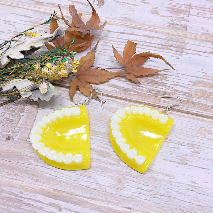 Wholesale Resin Tooth Earrings MOQ≥2 JDC-ES-Caitao004