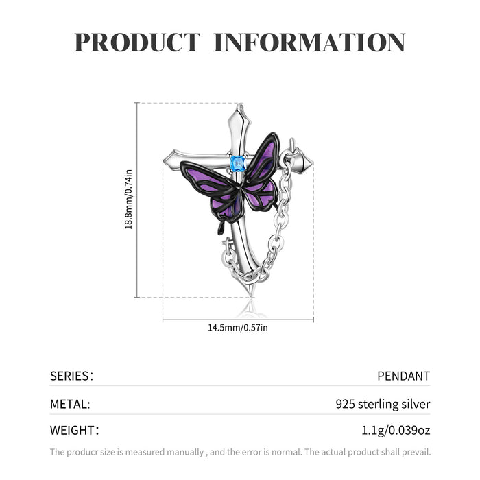 Wholesale Necklace Silver Cross Butterfly Pendant JDC-NE-MAG003