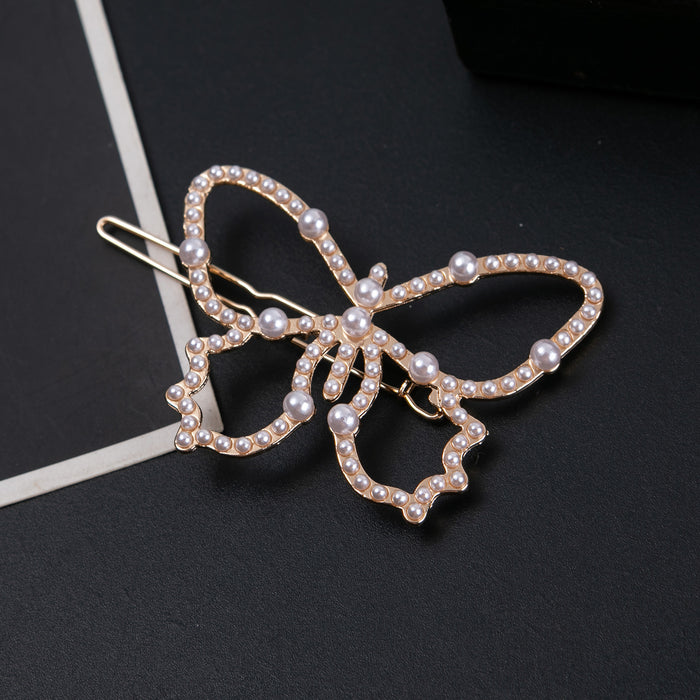 Wholesale Hair Clips Alloy Plating Hollow Butterfly Pearl JDC-HC-Jingjie023