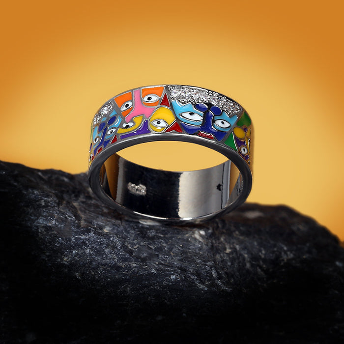 Wholesale enamel diamond ring accessories index finger multi eye ring JDC-RS-SMLK001